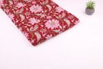 Cherry Red Pure Soft Cotton HandBlock Printed Fabric - Image 2