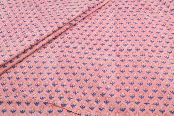 Blush Pink Pure Soft Cotton HandBlock Printed Fabric