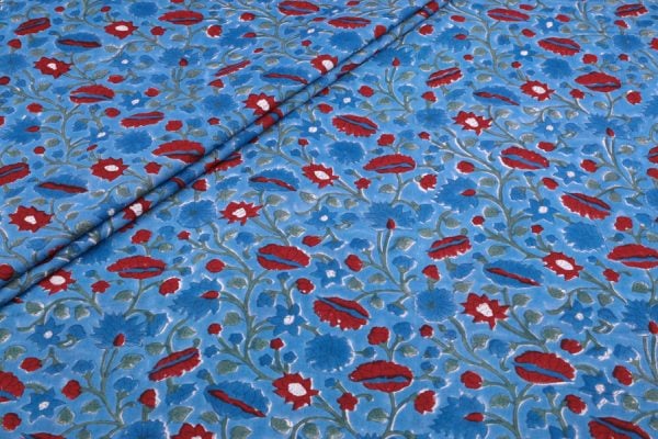 Blue Energy Pure Soft Cotton HandBlock Printed Fabric