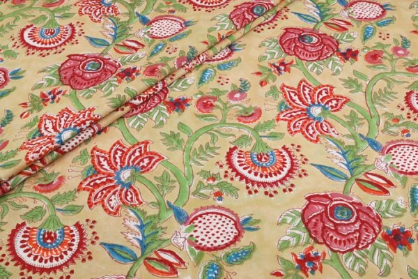 Tan Brown Pure Soft Cotton HandBlock Printed Fabric