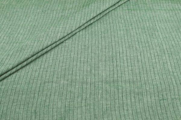 Pre-Cut 1.20m Muted Sage Green Authentic HandLoom Woven Stripes Flowy Soft Cotton Fabric