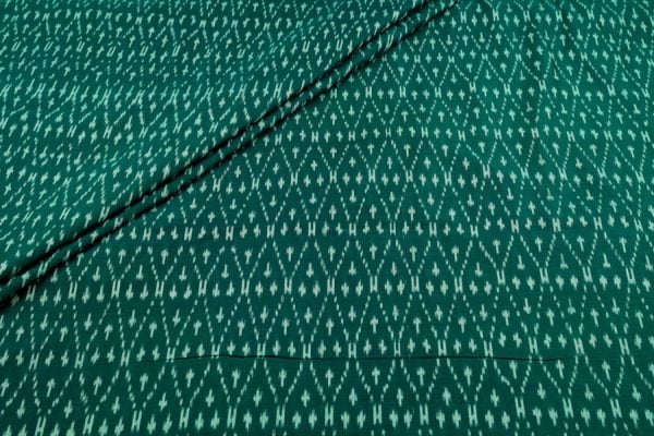 Emerald Green Soft Cotton Handwoven Ikkat Fabric