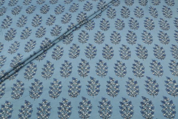 Blue - Neel Rajvansh Buta Ajrakh Cotton Blockprint Fabric