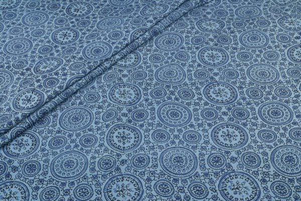Blue - Neel Chakra Angan Ajrakh Cotton Blockprint Fabric