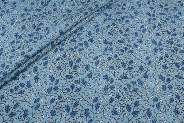 Pre-Cut 0.60m Blue - Neel Rekha Angan Ajrakh Cotton Blockprint Fabric