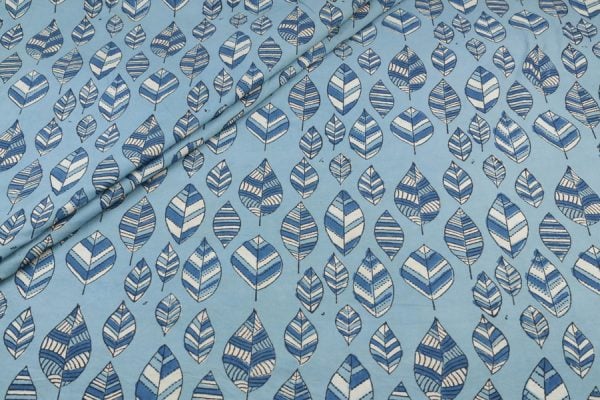 Blue - Neel Bel Jaal Ajrakh Cotton Blockprint Fabric