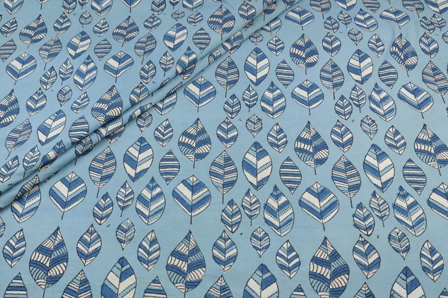 Blue - Neel Bel Jaal Ajrakh Cotton Blockprint Fabric Blue - Neel Bel Jaal Ajrakh Cotton Blockprint Fabric - Image 1