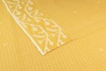 Yellow - Goldenrod Yellow Jamdani Border Cotton Fabric