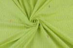 Green - Yellowish Green Jamdani Border Cotton Fabric - Image 4