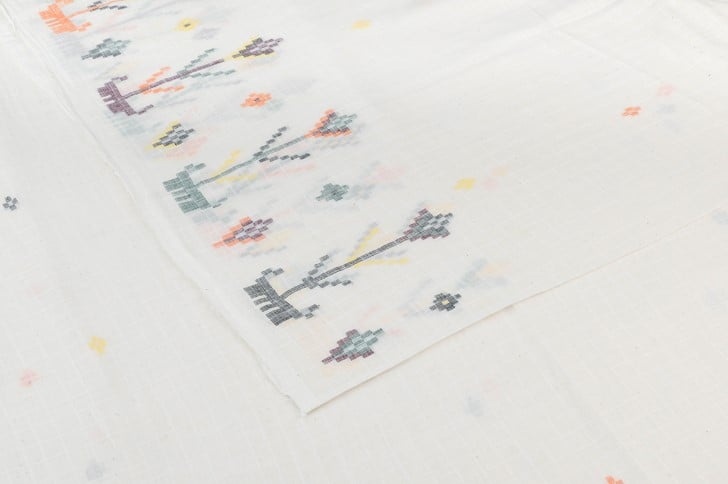 White - Natural White Jamdani Border Cotton Fabric White - Natural White Jamdani Border Cotton Fabric - Image 1