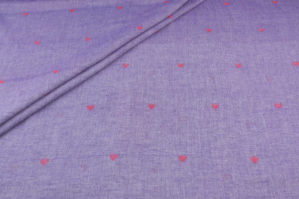 Pre-Cut 1.60m Purple - Dusty Grape Purple Jamdani Design Soft Cotton Fabric