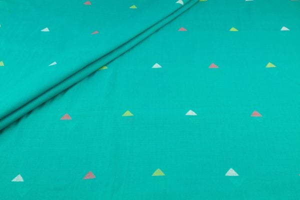 Pre-Cut 2.10m Green - Light Sea Green Jamdani Design Soft Cotton Fabric