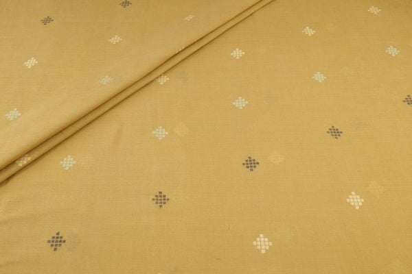 Yellow - Mustard Yellow Jamdani Design Soft Cotton Fabric