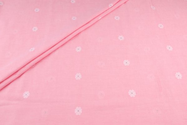 Pink - Soft Pink Jamdani Design Soft Cotton Fabric
