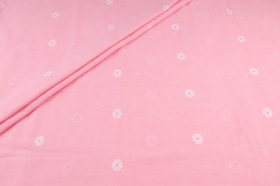 Pink - Soft Pink Jamdani Design Soft Cotton Fabric Pink - Soft Pink Jamdani Design Soft Cotton Fabric - Image 1