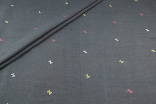Pre-Cut 2m Gray - Dim Gray Jamdani Design Soft Cotton Fabric