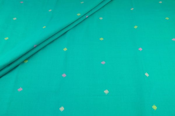 Green - Light Sea Green Jamdani Design Soft Cotton Fabric