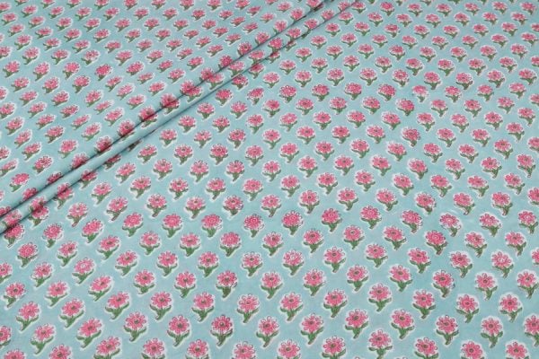 Pre-Cut 1m Blue - Light Blue Pure Soft Cotton Fabric