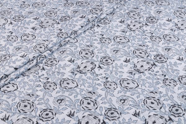 White Pure Soft Cotton HandBlock Printed Fabric