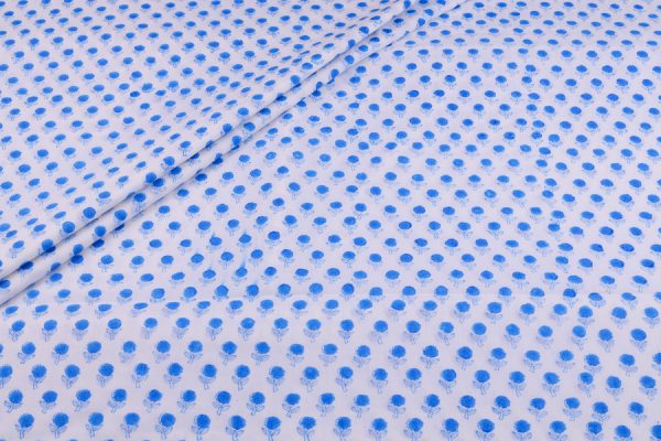 White Pure Soft Cotton HandBlock Printed Fabric