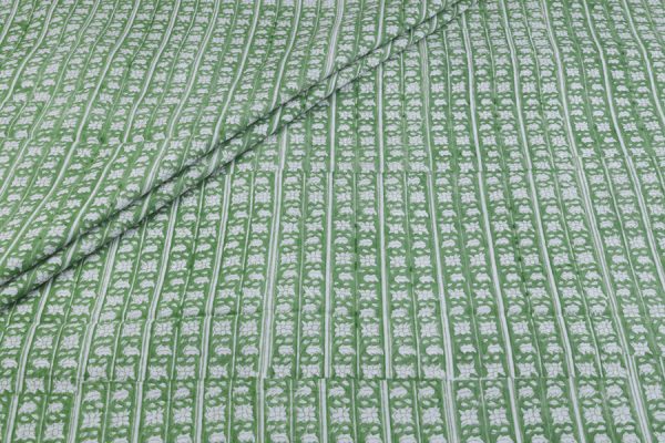 Soft Sage Green Pure Soft Cotton HandBlock Printed Fabric