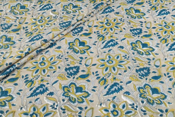 Pre-Cut 1.85m Dust Gray Pure Soft Cotton HandBlock Printed Fabric