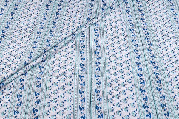 White Pure Soft Cotton HandBlock Printed Fabric
