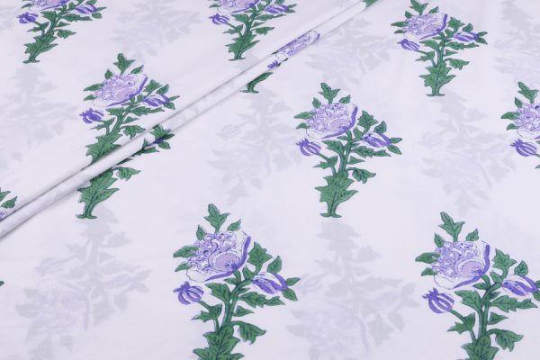 White Pure Soft Cotton HandBlock Printed Fabric