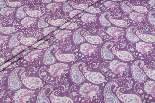 Pre-Cut 1.20m Plum Purple Pure Soft Cotton HandBlock Printed Fabric