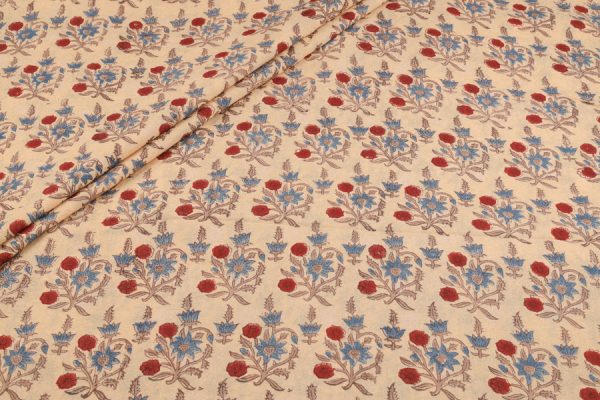 Warm Taupe Beige Pure Soft Cotton HandBlock Printed Fabric