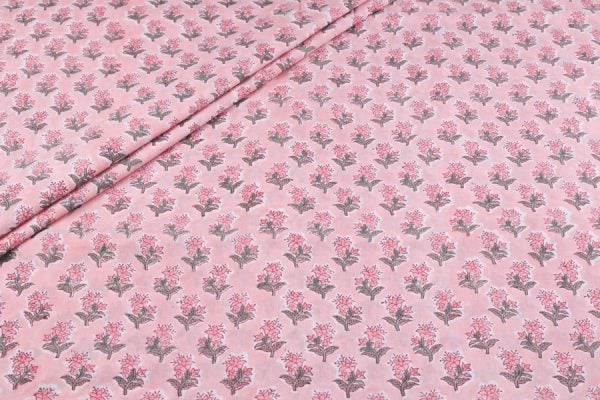 Pre-Cut 1.70m Blush Rose Pure Soft Cotton HandBlock Printed Fabric