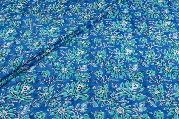 Pre-Cut 1.50m Cobalt Blue Pure Soft Cotton HandBlock Printed Fabric