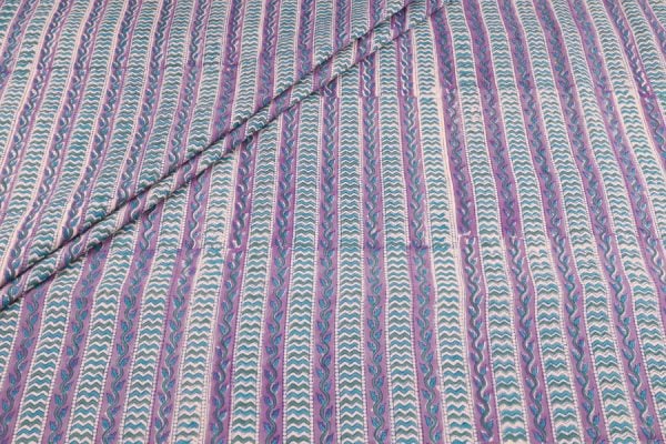 Pre-Cut 2.20m Wisteria Purple Pure Soft Cotton HandBlock Printed Fabric