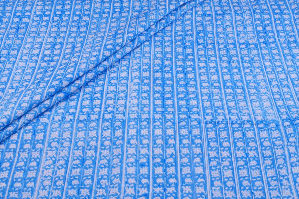 Brilliant Azure Pure Soft Cotton HandBlock Printed Fabric