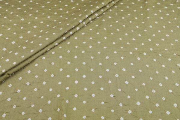 Pre-cut 1.40m Dry Sage Bandhani Tie Dye 100% Pure Soft Cotton Satin Finish Fabric