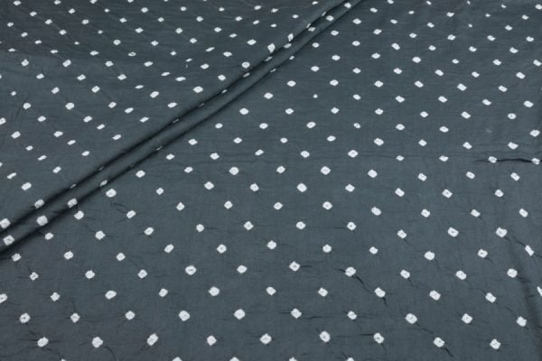 Charcoal Gray Bandhani Tie Dye 100% Pure Soft Cotton Satin Finish Fabric