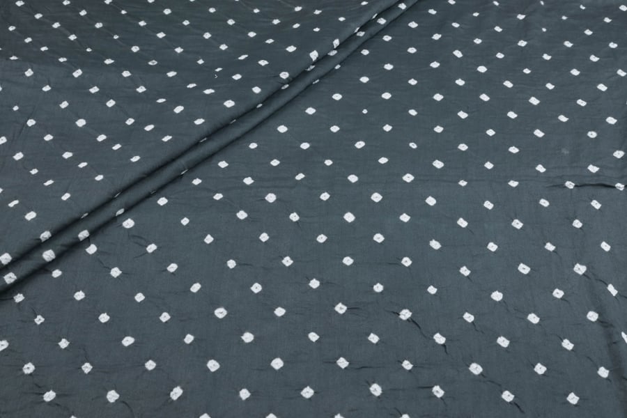Charcoal Gray Bandhani Tie Dye 100% Pure Soft Cotton Satin Finish Fabric Charcoal Gray Bandhani Tie Dye 100% Pure Soft Cotton Satin Finish Fabric - Image 1