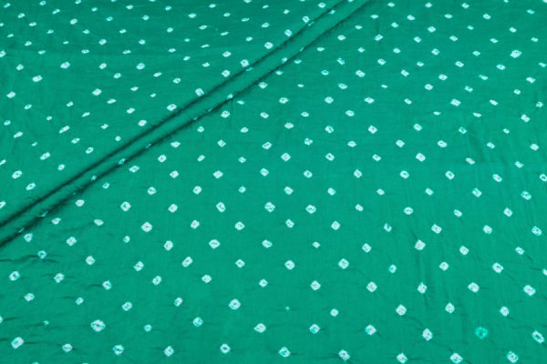 Emerald Green Bandhani Tie Dye 100% Pure Soft Cotton Satin Finish Fabric