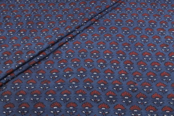 Natural Indigo Blue Ajrakh Pure Soft Cotton HandCrafted Fabric