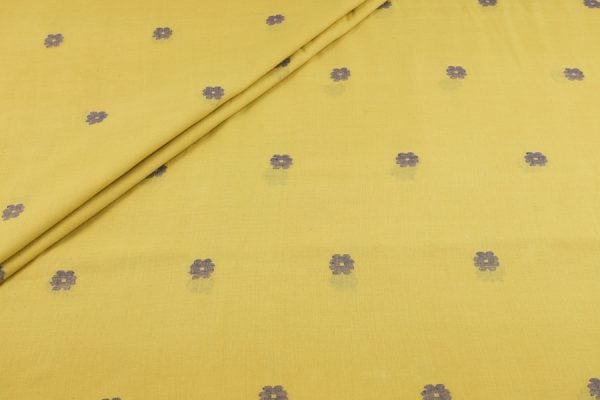 Pale Mustard Authentic HandLoom Woven Design Flowy Soft Cotton FabricAuthentic HandLoom Woven Design Flowy Soft Cotton Fabric