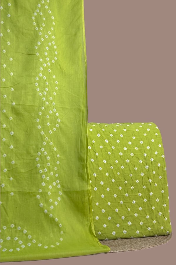 Authentic Handmade Tie-Dye Bandhani Cotton Dupatta & Top Fabric