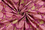 Raspberry Pink Blockprint Floral Cotton Fabric - Image 4