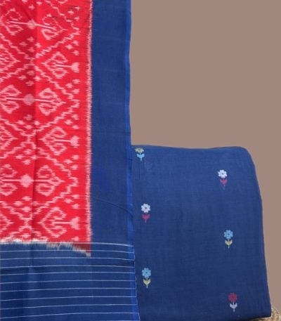 Authentic Hand Tie-Dye Mercerised Ikkat Dupatta With Handloom Fabric