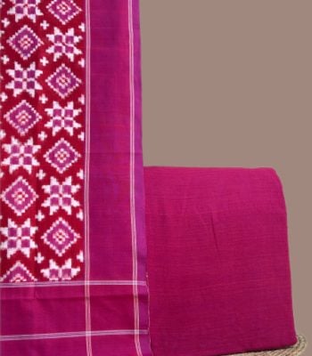 Authentic Hand Tie-Dye Mercerised Ikkat Dupatta With Handloom Fabric