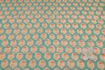 Mint Green Floral Handblock Printed 100% Pure Soft Cotton Fabric - Image 4