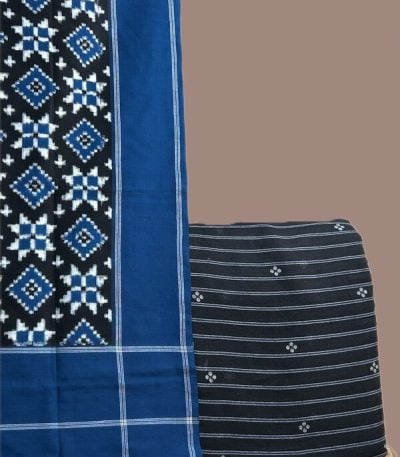 Authentic Hand Tie-Dye Mercerised Ikkat Dupatta With Handloom Fabric