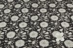 Charcoal Floral Noir Black Bagru Handblock Printed Cotton Fabric - Image 4