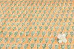 Yellow Orange Bloom Pure Soft Cotton HandBlock Printed Fabric - Image 4
