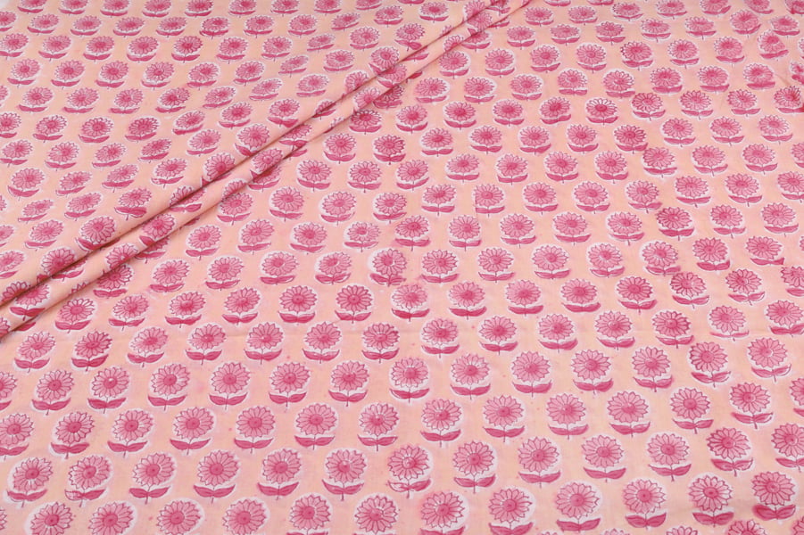 Soft Pink Buti Pure Soft Cotton HandBlock Printed Fabric Authentic HandBlock Sanganeri Printed