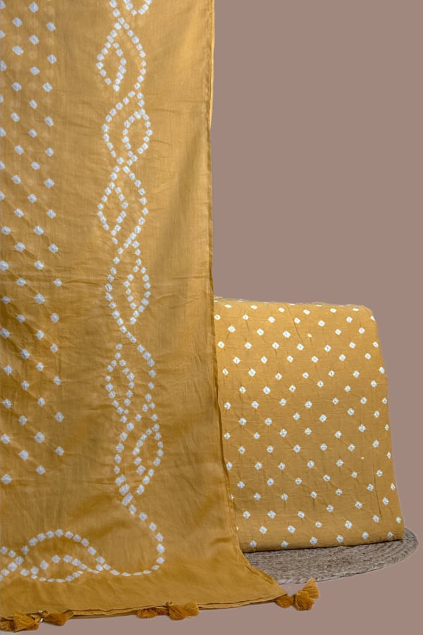 Authentic Handmade Tie-Dye Bandhani Cotton Dupatta & Top Fabric